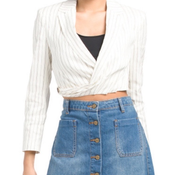Zara Stripe Linen Blend Cropped Blazer New Without Tags - Picture 15 of 15